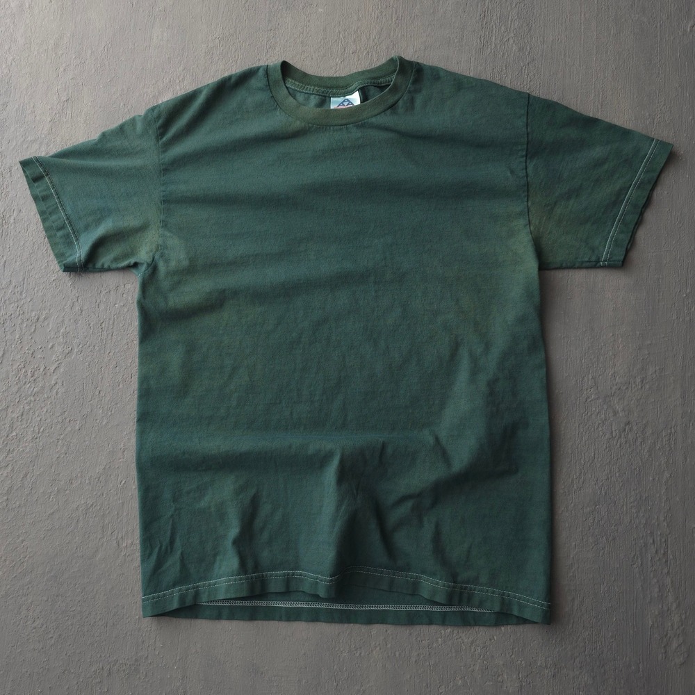 Vintage 90s AAA Green T-shirt Large Hand Dyed Faded